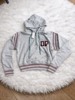 Anthropologie Daily Practice Drawstring Hoodie Sweatshirt Heather Gray NWT